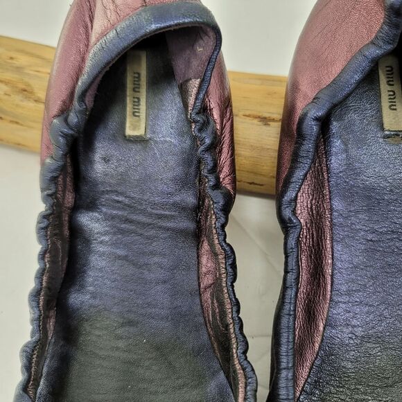 Miu Miu bejeweled baguettes leather ballet flats - Picture 12 of 14